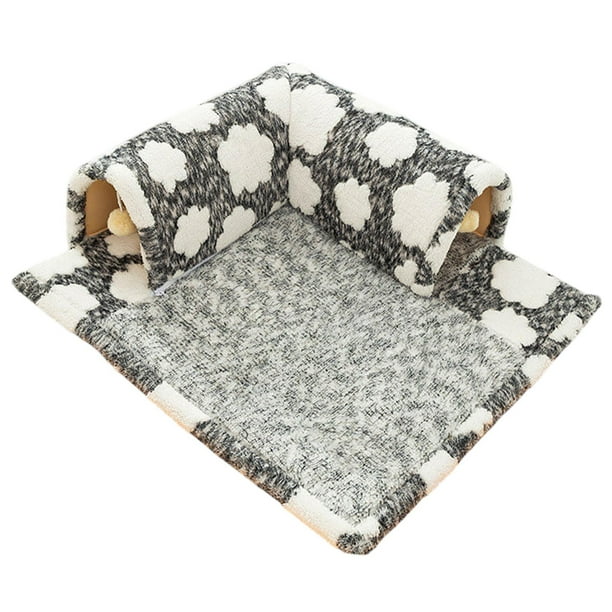 Túnel de gato y juguete de cama Jugando cabaña con bola de interción Centro de actividad de gato de entrenamiento de gatito ligero para chinchillas de Talla M gris