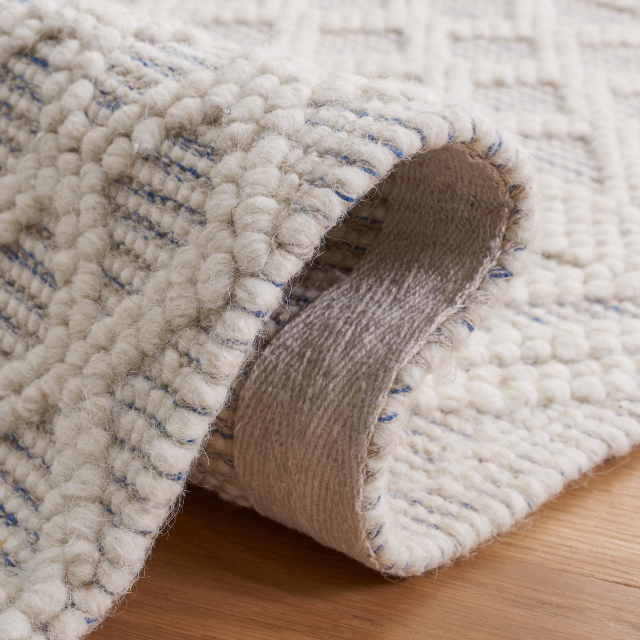 SAFAVIEH Natura Katie Southwestern Wool Area Rug, Ivory/Blue, 8' x 10'