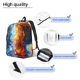 thumbnail image 4 of Picia Red And Blue Flame Waves Printed Canvas Daypack - Stylish and Durable Vintage Compact Backpack - Class, Work, Travel, or Laptop Bookbag,Organized Compartments-Medium, 4 of 6