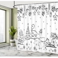 thumbnail image 5 of Ambesonne Christmas Shower Curtain, Tree Reindeer Santa, 69"Wx75"L, Black and White, 5 of 5