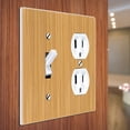 thumbnail image 3 of WIRESTER Double 1-Gang Toggle Light and 1-Gang Duplex Outlet Switch Plate/Wall Plate Cover, Bamboo Wood Texture, 3 of 6