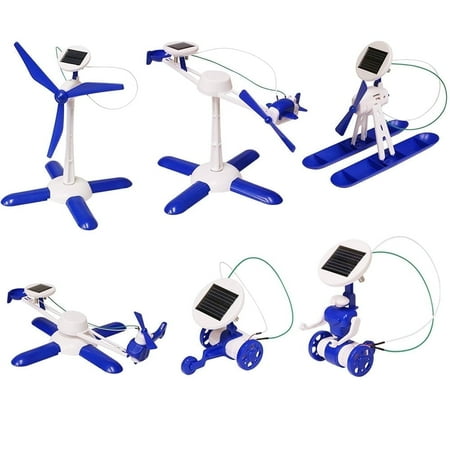 Playdate Toys DIY Blue 6 in 1 Educational Solar Robot Vehicles