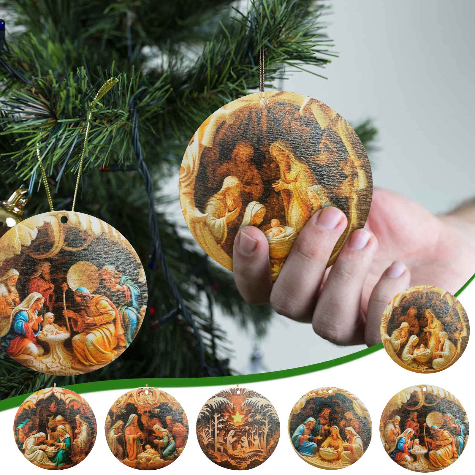 Nativity Scene Ornaments 3.15 Christmas Scene Hanging Decor for Trees Christmas Hanging Ornament Keepsake The Birth of Jesus Religious Gift for Family Friends and Christian