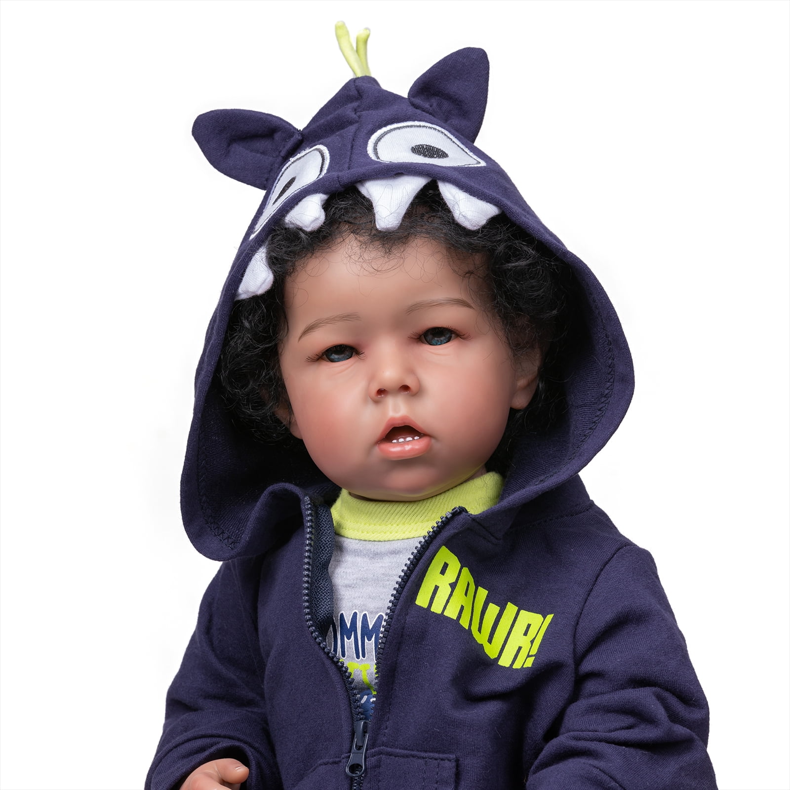 Realistic Reborn Baby Dolls 20 inch Lifelike African American Newborn Soft Cloth Body Real Life Baby Dolls with Clothes & Feeding Toy for Age 3 and Up