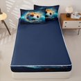 thumbnail image 4 of Erosebridal Fiery Soccer Ball Pattern Zipper Twin Comforter Sets with Fitted Sheet and 2 Pillowcases,Splash Water Print Zipper Bedding Set,Blue Orange White,Navy Blue Reversible, 4 of 6