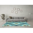 thumbnail image 3 of Ahgly Company Indoor Square Southwestern Light Blue Country Area Rugs, 4' Square, 3 of 4