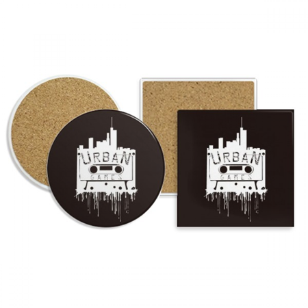 

Street Landmark Outline Pattern Graffiti Coaster Cup Mug Holder Absorbent Stone Cork Base Set