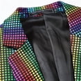 thumbnail image 6 of Men's Sequin Checkered Single Button Disco Party Stage Nightclub Dazzling Performance Suit Set Blazer, 6 of 8