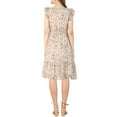 thumbnail image 3 of Allegra K Women's Flutter Sleeves V Neck Smocked Waist Ruffle Floral Dresses, 3 of 5