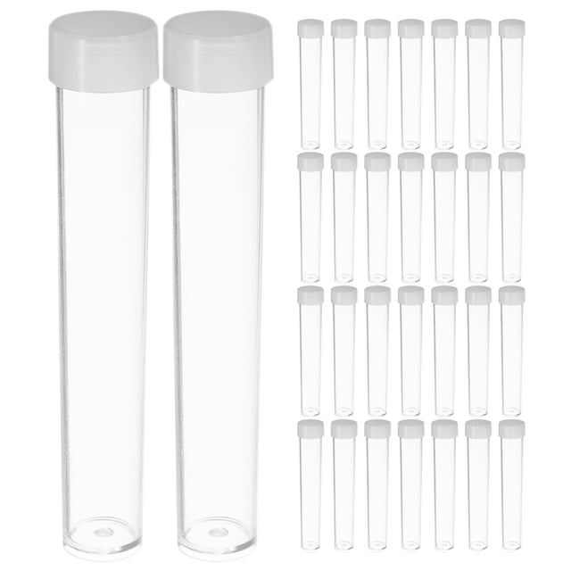 Miangastore 50pcs Clear Plastic Tubes with Caps for Glitter Beads and Craft Storage Transparent Tube Containers Small Beads Container Glitter Containers
