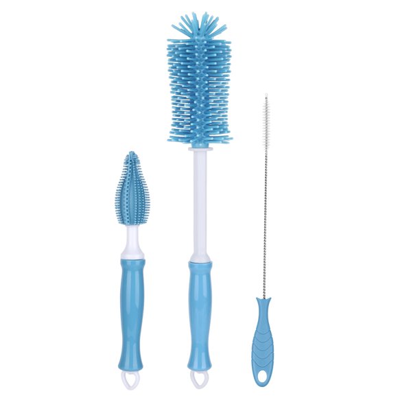 Juego de cepillos para limpieza de botellas GUARDIX Silicone 3 en 1 con pajita