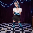 thumbnail image 4 of Lumtrix Women's Striped Over Knee Thigh High Socks, Arm Warmer Fingerless Gloves Set for Halloween Christmas O One Size, 4 of 6