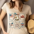 thumbnail image 4 of Patriotic Icons Stamp Shirt for Men, American Flag Bald Eagle BBQ Graphic Tee, Ash, Size M, 4 of 6