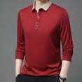 thumbnail image 3 of Men's Polo Shirt Long Sleeve with Button Slim Fit Summer Shirt Red Casual Dress Shirts for Men, 3 of 4
