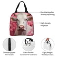 thumbnail image 3 of Yiaed Flower White Cow Print Insulated Lunch Bag Reusable Cute Tote Lunch Box, Leakproof Cooler Lunch Bags for Work Office Travel School Picnic, 3 of 5