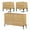 Oak, variant on 3 Pcs Bedroom Set, 6 Drawer Dresser And Nightstand Set with Minimalist Reeded Design, Oak Double Dresser With Hidden Handles