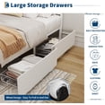 thumbnail image 3 of Bingirl White Finish Full Size Rattan Accent Storage Bed with LED Lights, 4 Drawers and Woven Front, MDF Wood Frame, 3 of 7