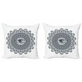 thumbnail image 1 of Ambesonne White Throw Pillow Cover 2 Pack, Vintage Tribal Mandala, 18", Grey, 1 of 2