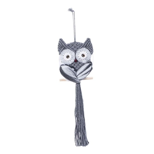Tapiz de búho tejido a mano con borlas, regalo para decoración del hogar, macramé, decoración de pared bohemia 60cmx14cm