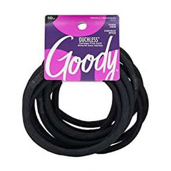 GOODY Ouchless XL & Extra Thick Elastics, Black, 10.0 Count,