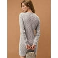 thumbnail image 6 of Womens V Neck Mini Sweater Dress Cable Knit Long Sleeve Casual Loose Fall Tunic Pullover Sweaters Silver XL, 6 of 8