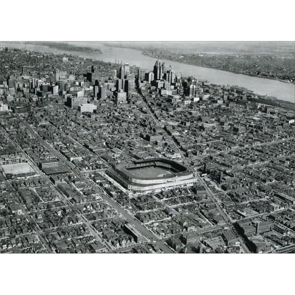 Avanti Press Aerial View Of Briggs Stadium Historic Detroit Blank Note Card