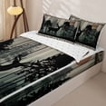 thumbnail image 3 of Erosebridal Rustic Deer Silhouette Zipper Queen Comforter Set with Fitted Sheet and 2 Pillowcases,Pine Tree Wood Zipper Bedding Set For Boys,Reversible,4 Pieces, 3 of 7