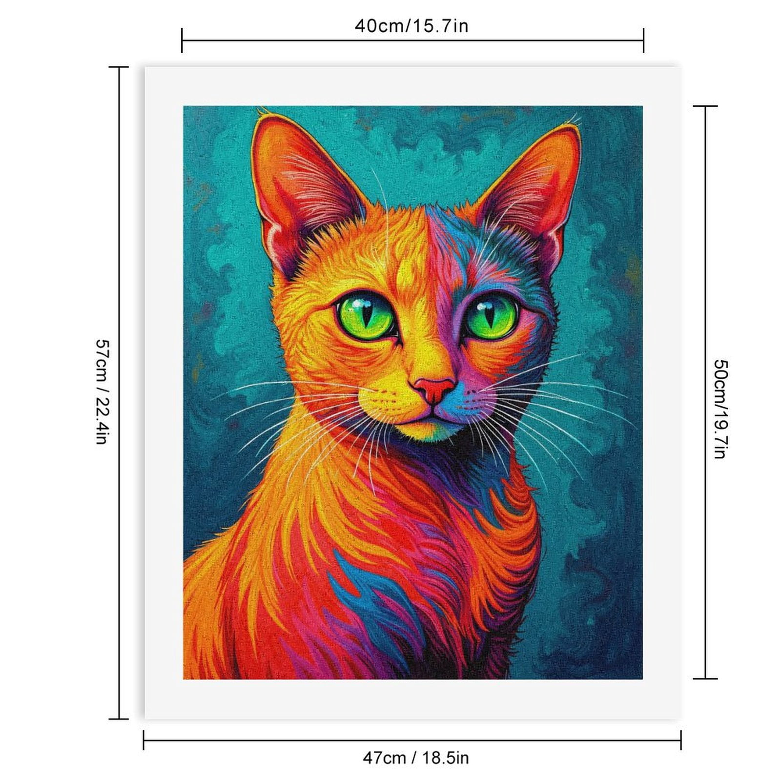 Paint By Numbers Kit for Adults Beginner - DIY Colorful Vibrant Cat Portrait Art Canvas Painting Kits for Adults, Frameless Paint By Number for Adults for Home Wall Decor 16x20 Inch