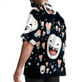 thumbnail image 3 of Tiny teeth Men's Casual Printed Button Down Short Sleeve Poplin Hawaiian Beach Shirt with Spread Collar Tops, 3 of 6