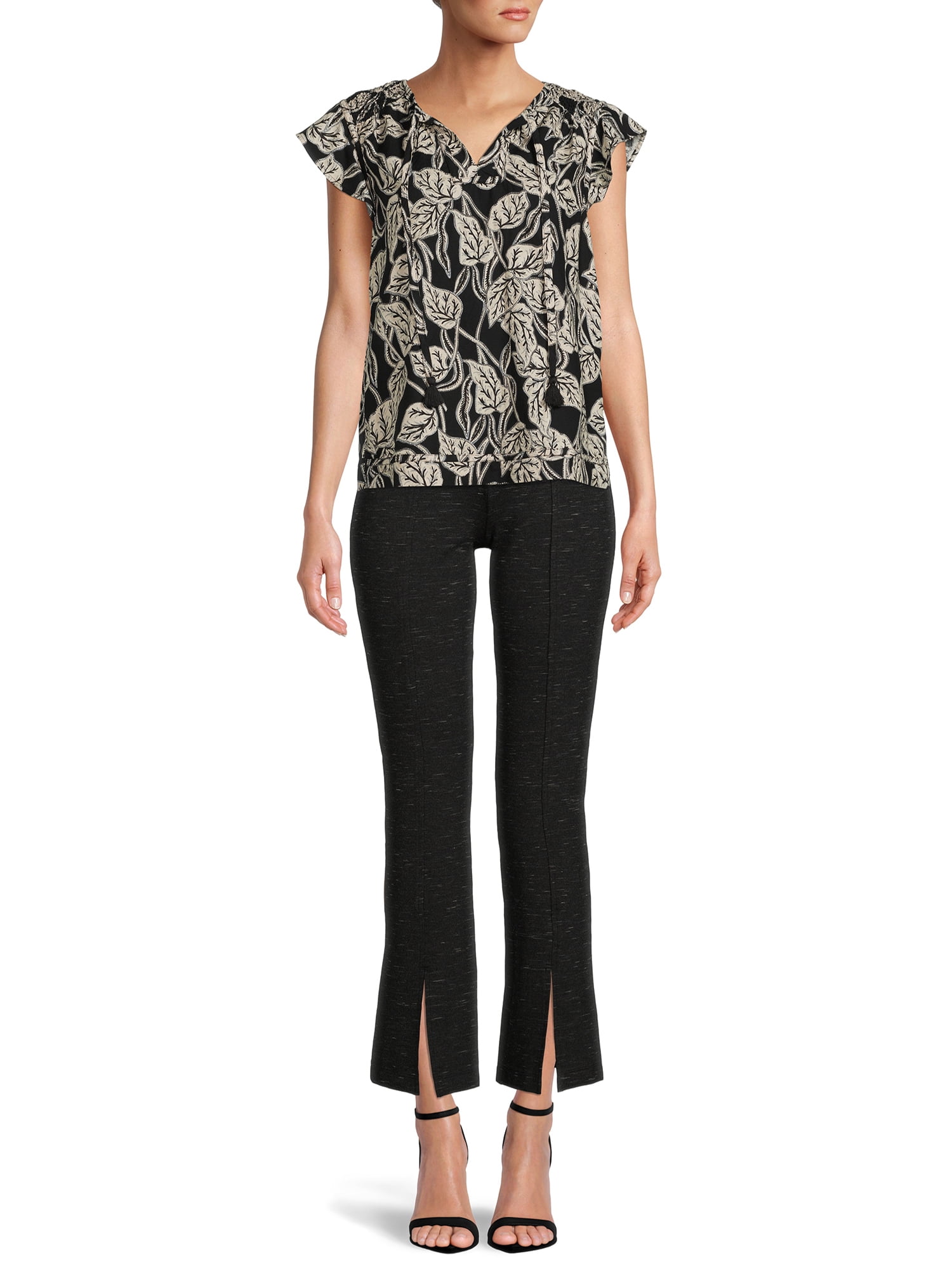 Time And Tru Women's Ponte Bootcut Pants with Front Slit
