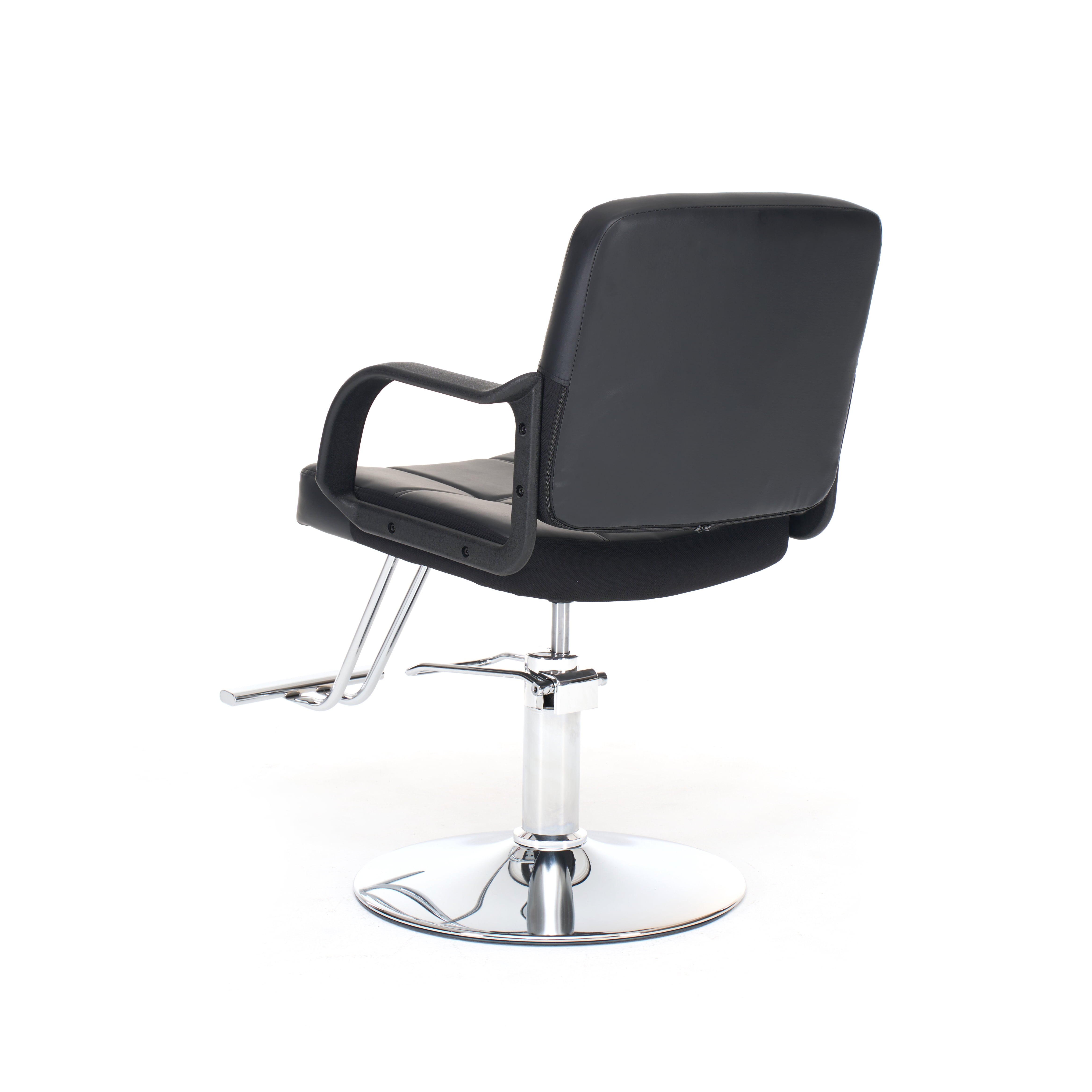 360-Degree Swivel Barber Chair with Hydraulic Height Adjustment, Heavy-Duty Salon Styling Chair with PU Leather and 350 lb Capacity, Black