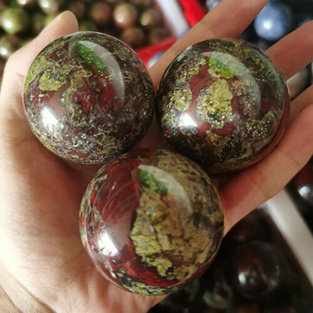 1PCS Natural dragon blood stone ball quartz crystal sphere 45mm+ decor healing