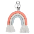 thumbnail image 1 of Llavero de macramé tejido a mano, diseño de borla, estilo lindo, hilo de algodón, llavero bohemio decorativo para bolso, color naranja, 1 of 8