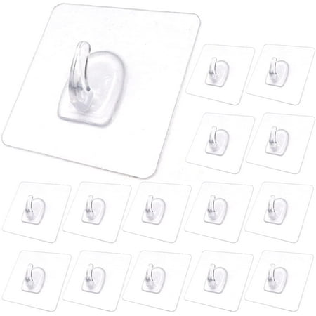 

10/20/30 Pack Transparent Plastic Reusable Heavy Duty Wall Hooks Kitchen Bathroom Office No Trace Scratch Waterproof