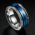 thumbnail image 5 of Ringheart Couple Rings His Her Wedding Ring Sets Matching Rings White Gold Plated Blue CZ Ring Titanium Men Ring, 5 of 7