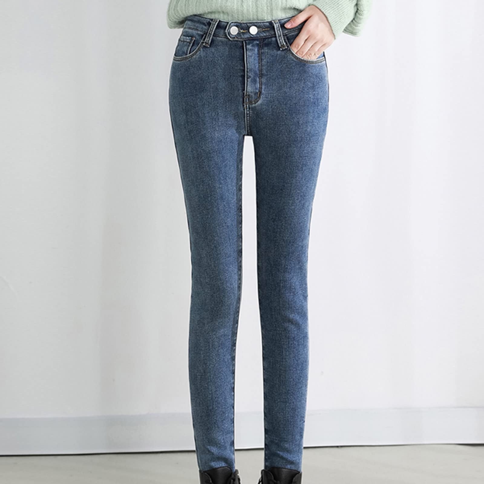 Huneny Wide Leg Straight Jeggings for Women Velvet Plush Fleece Lined  Fashion Winter Warm Cashmere High Waist Slim Jeans : : Clothing,  Shoes