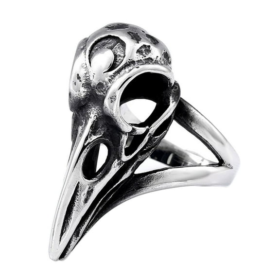 ZMY Home Stainless Steel Raven Skull Ring Nordic Mythology Inspired Odin's Symbol Men's Fashion Jewelry (10)