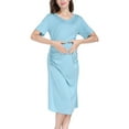 thumbnail image 6 of Zwiiyzr 2025 Women's Solid Color & Floral Side Ruch Maternity Dress/Short Sleeve Bodycon Dress Baby Shower Daily Wear Blue-XL, 6 of 9