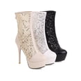 thumbnail image 6 of LNMQLPDBS Heels for Women 2022 New Spring and Autumn Season Mesh Lace Hollow Platform Super High Heel Women's Short Boots High Heels Shoes, 6 of 8
