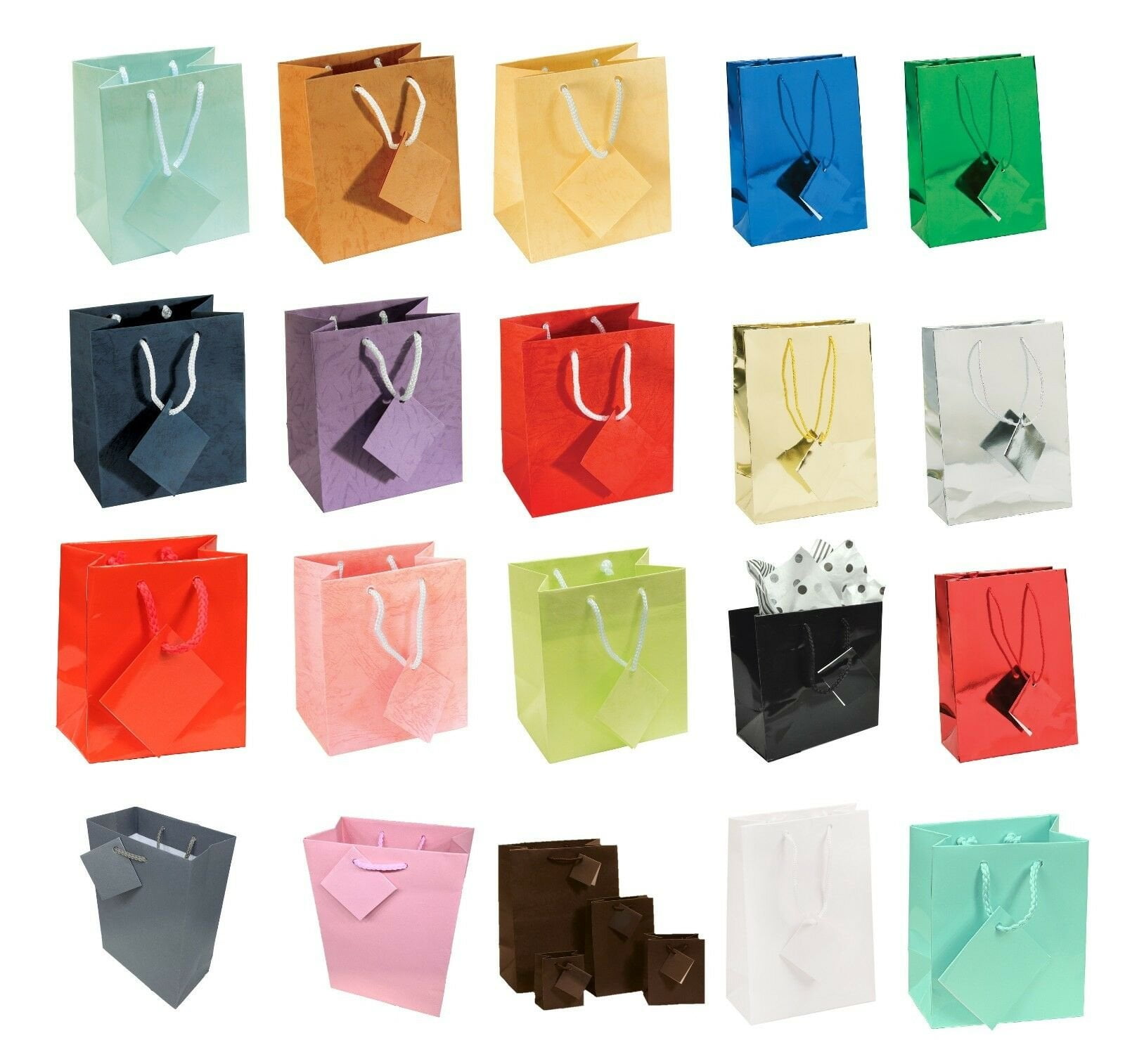 10 Pcs Shopping Paper Gift Sales Tote Bags with Blank Message Tag