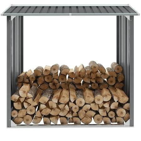 

LHCER Garden Log Storage Shed Galvanized Steel 67.7 x35.8 x60.6 Gray