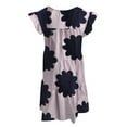 thumbnail image 5 of ClodeEU Women'S Deep O-Neck Tshirts Dresses Summer Short Sleeve Floral Print Dress Pink 4(S), 5 of 5