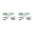 thumbnail image 3 of Seitruly Ojo Cara Gemas Cuentas Rhinestone Autoadhesivo Pegatinas Frente Joyería temporal DIY Traje de uñas Maquillaje de boda Verde Verde 2Conjunto, 3 of 6