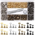 thumbnail image 1 of 484-piece Leather Rivets Double Cap Rivet Tube Metal Rivets 3 Sizes With Punching Pliers And 3-part Setting Tool For The Repair Of Leather Craft Repai, 1 of 5