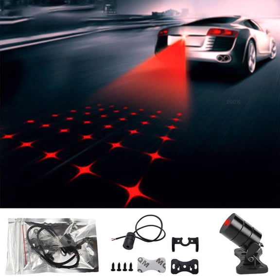 Car Tru Red LED-Laser Fog Light Anti-Collision Taillight Brake Warning 12-24V D9M8