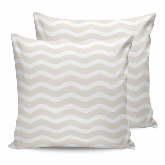 Cream Stripe 24x24 Pillow Covers Set of 2, Modern Abstract Waves Beige Striped Throw Pillow Covers Decorative Couch Cushion Case, Microfiber Square Pillowcases for Bedroom Car Living Room