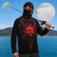 thumbnail image 3 of SEANATIVE Sun Protection Fishing Hoodie for Men, Long Sleeve Hooded Full Coverage Fishing Shirt Workout Camping Running Hooded Top with Mesh Face Mask, 2XL, Skull Black Red, 3 of 7