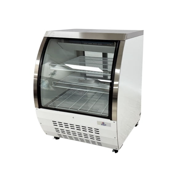 Cooler Depot 36" White Curved Glass Refrigerated Deli Case, NSF Certified