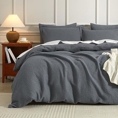 Muslin Duvet Cover King Size, 100% Washed Cotton Duvet Cover Set, Ultra Soft Comforter Cover Linen Like, 3 Pieces Minimalist Gauze Duvet Cover with 2 Pillowcases, 90"x104", White