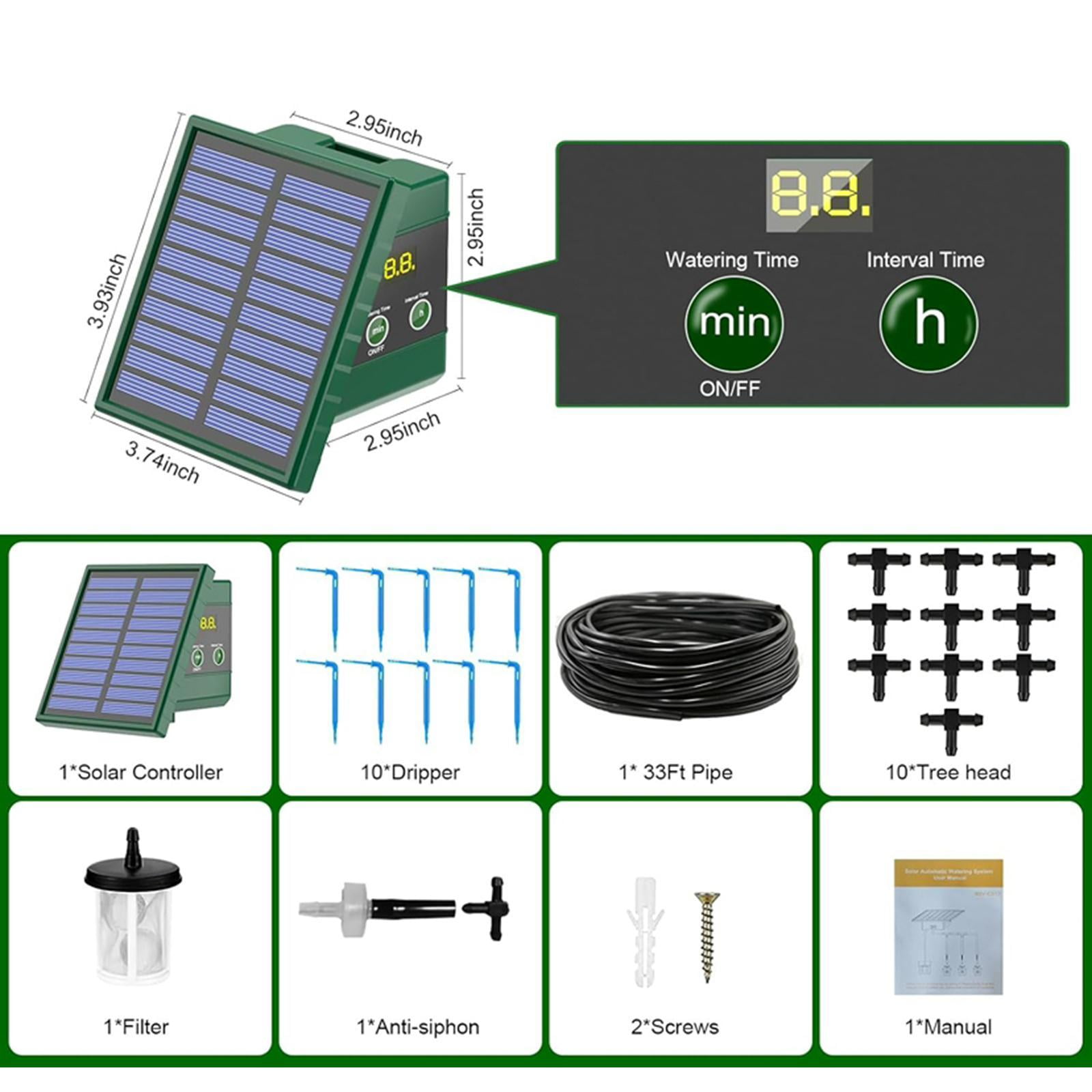 oshhni Solar Drip Irrigation System Kit Flower Pot Garden Houseplant Anti Siphoning